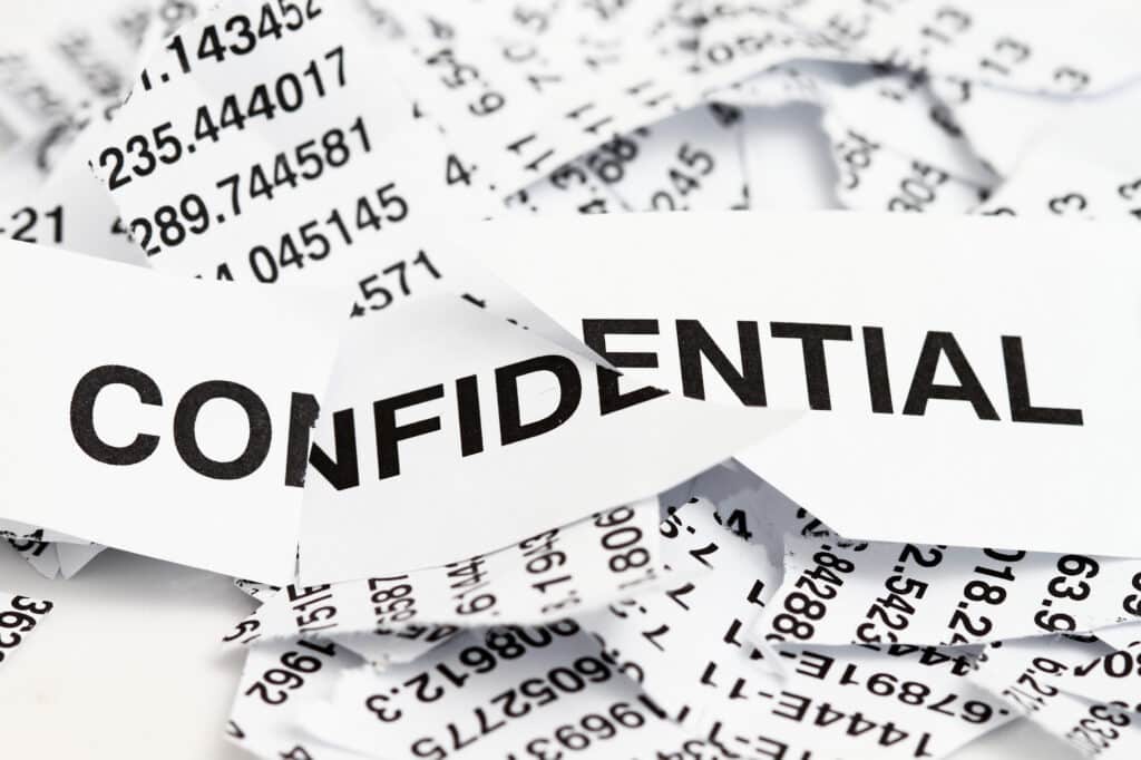 Confidential papers just shredded for security protection